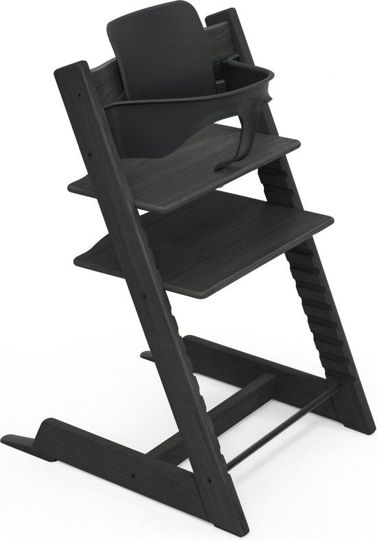 Stokke Tripp Trapp-kinderstoel, eikenzwart - inclusief stoel + babyset2 voor kinderen van 6-36 maanden - verstelbaar, ergonomisch en gemakkelijk schoon te maken