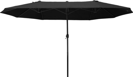 Outsunny Parasol met zwengel tuinparasol dubbele marktparasol 460 x 270 cm zwart 84D-031V01