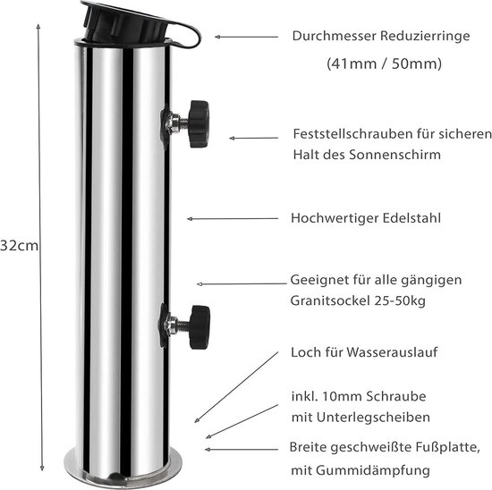 Osoltus Support Parasol En Acier Inoxydable - Pour Socle