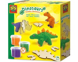 foto van SES - Klei Dino - met houten skeletten - goed uitwasbaar - droogt niet uit - Dinosaurus Speelgoed