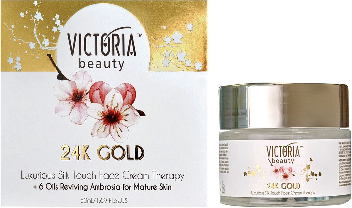 Natuurlijke satijnen anti-age gezicht creme met 24K goud - rijke olien - hyaluron - niacinamide 50ml