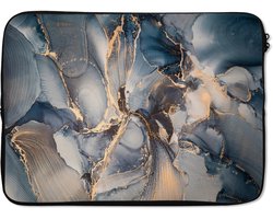 Laptophoes - Marmer print look - Blauw - Grijs - Laptop sleeve - Design - Laptop case - Laptop - Luxe - 13 Inch - Back to school spullen - Schoolspullen jongens en meisjes middelbare school - Macbook air hoes - Chromebook sleeve