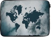 Laptophoes 13 inch - Wereldkaart - Kleur - Waterverf - Laptop sleeve - Binnenmaat 32x22,5 cm - Zwarte achterkant