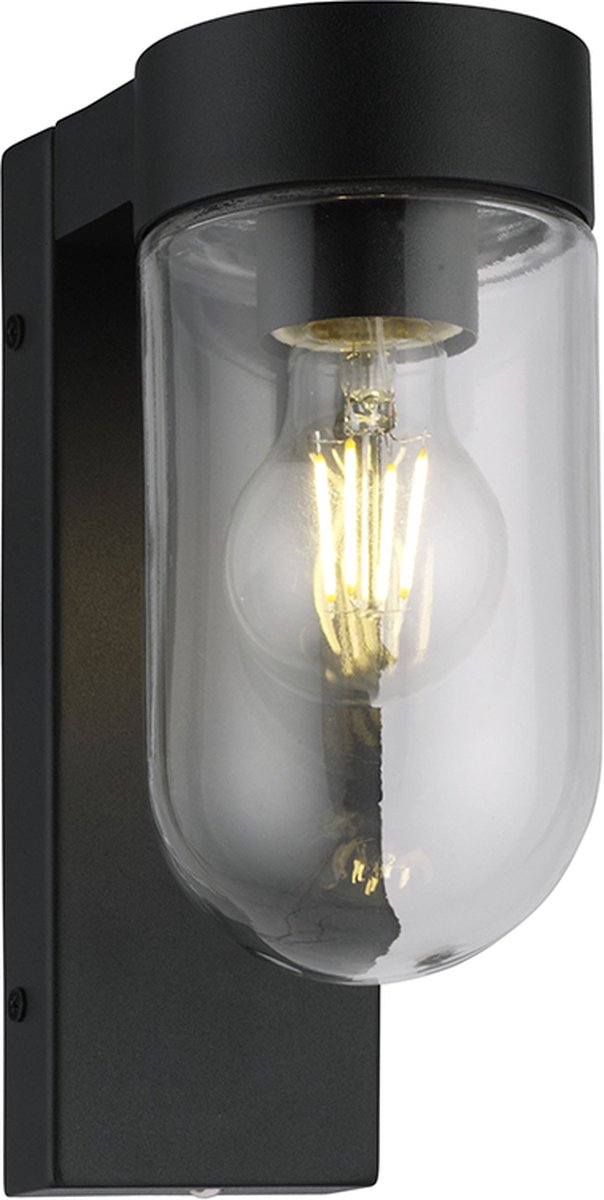 Olucia BELLA - Buitenmuurlamp met schemersensor - Zwart - Vorm: Rond