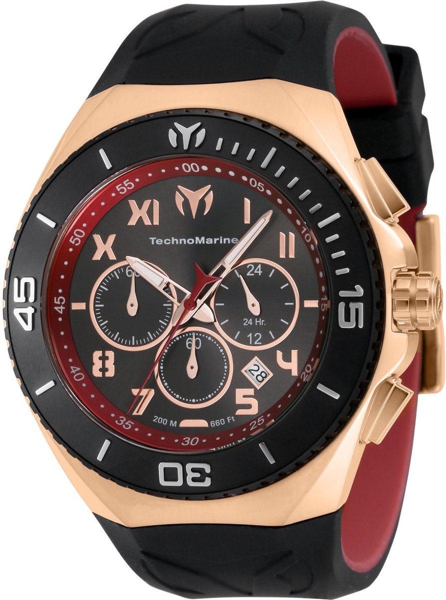 TechnoMarine Manta TM-221046 Heren Horloge - Waterdicht - Analoog - Quartz Uurwerk - Roestvrij Staal met zwarte Wijzerplaat - 48mm