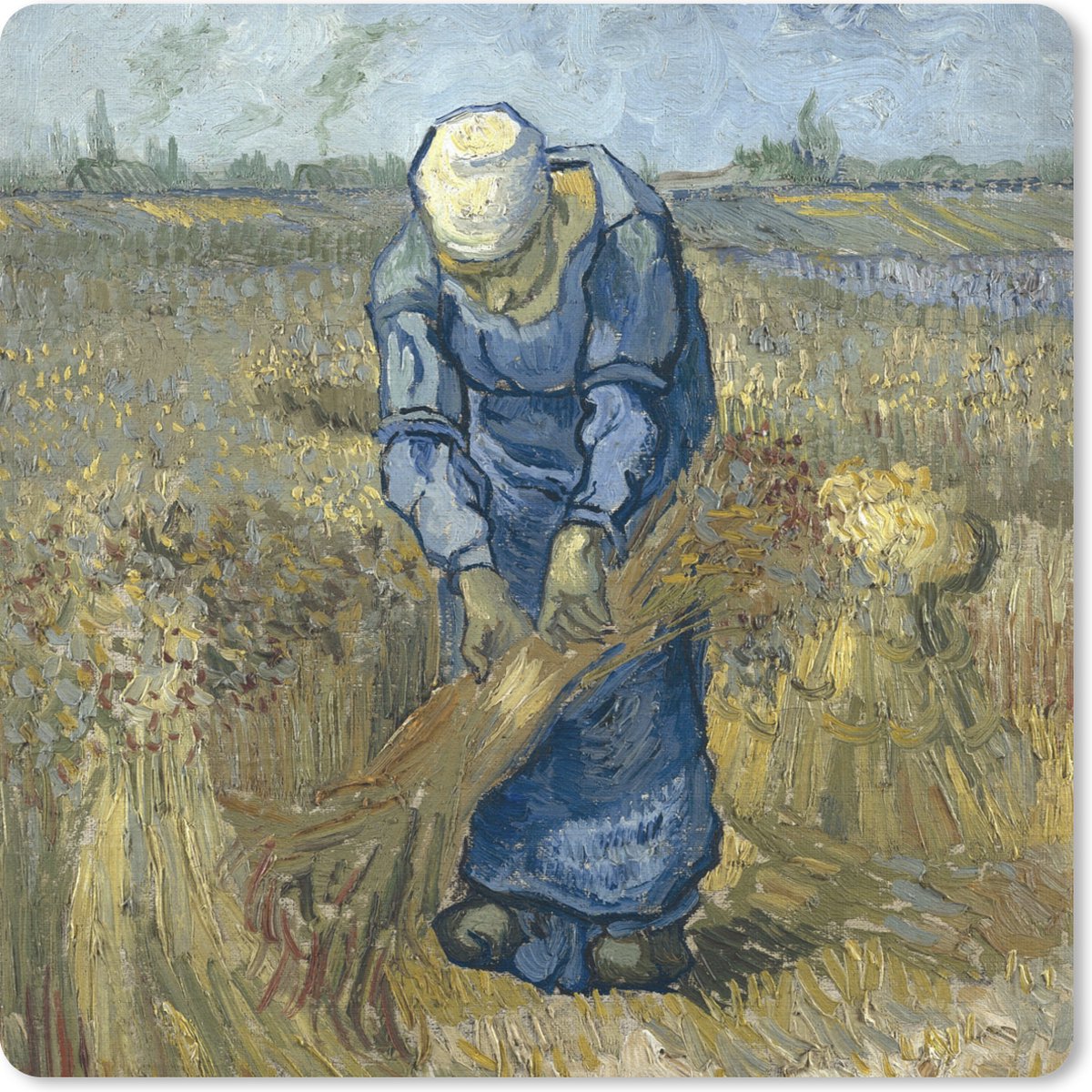 Muismat 30x30 cm - Mousepad De schovenbindster (naar Millet) - Vincent van Gogh - Muismatten