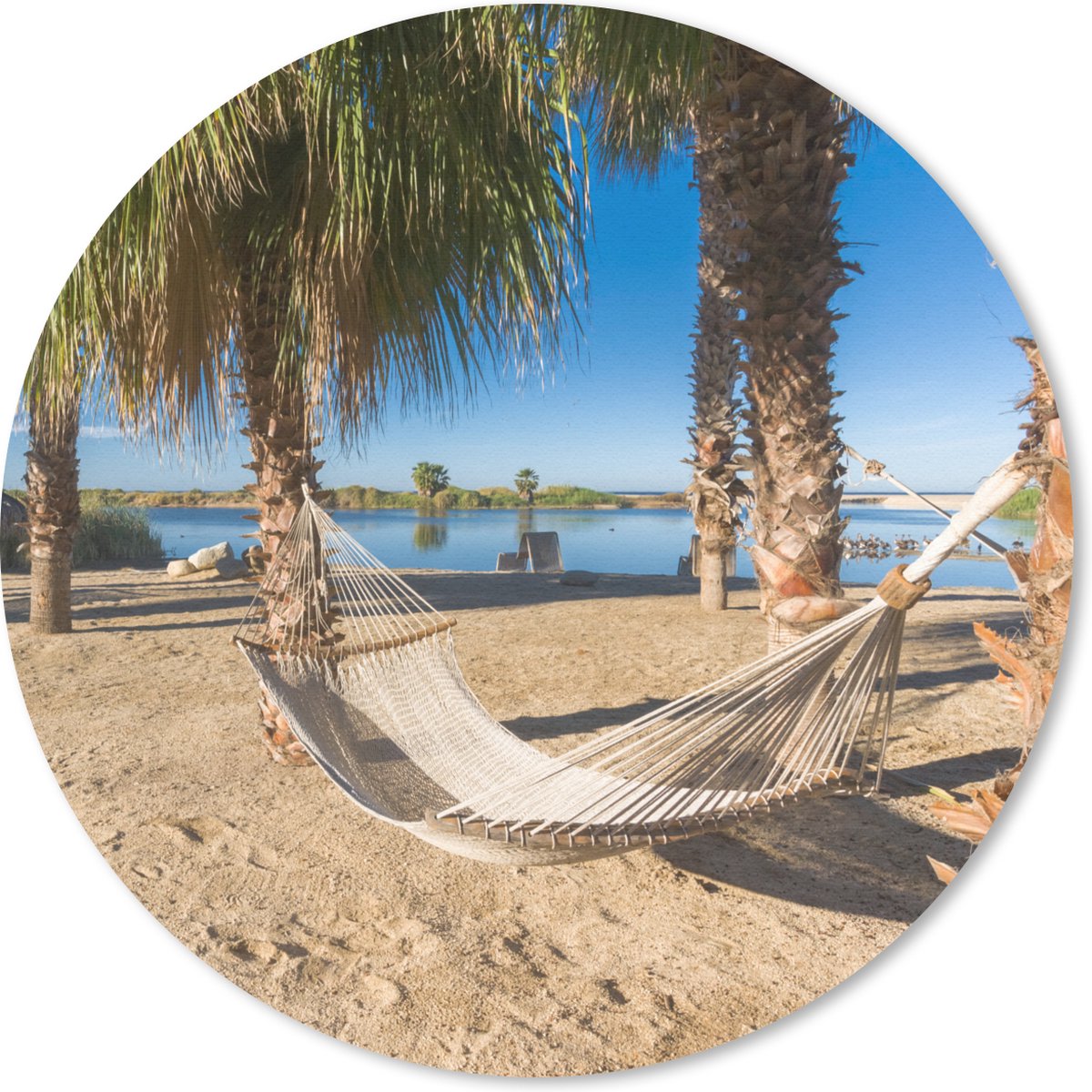 Muismat rond 30x30 cm - Mousepad Strand - Hangmat - Relax - Ronde muismatten