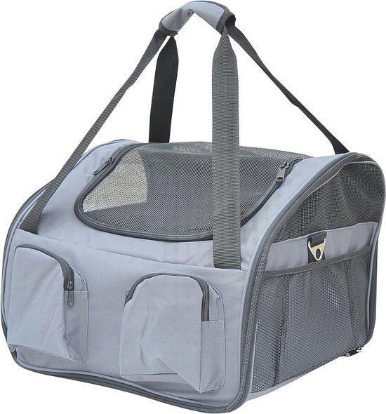 Feandrea opvouwbare hondenbench, hondentransportbox, S, hondentas, Oxford stof, mesh, ademend, draagbaar, metalen frame, met handvatten, zakken, 50 x 35 x 35 cm, donkerblauw PDC50Z