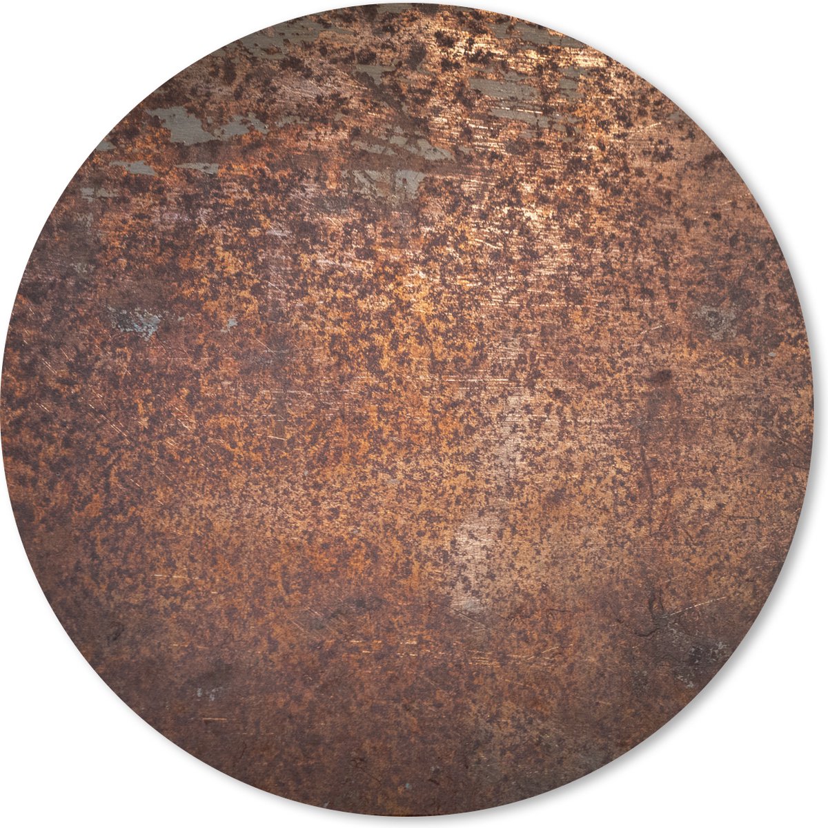 Muismat rond 40x40 cm - Mousepad Staal - Roest print - Brons - Structuur - Ronde muismatten