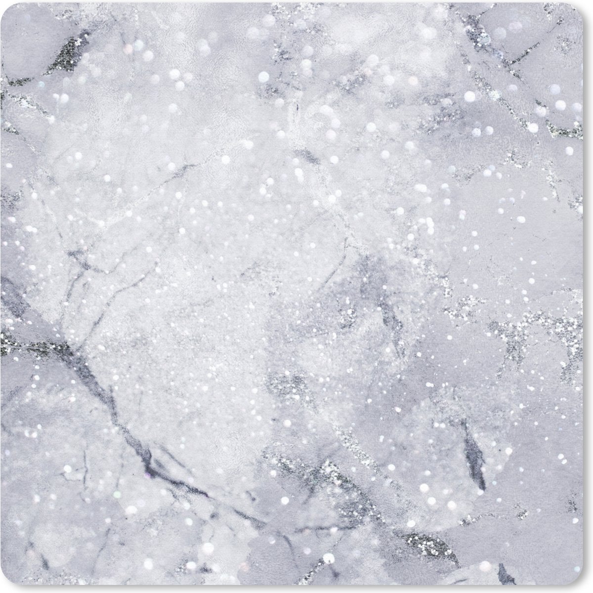 Muismat 20x20 cm - Mousepad Marmer - Glitter - Grijs - Muismatten
