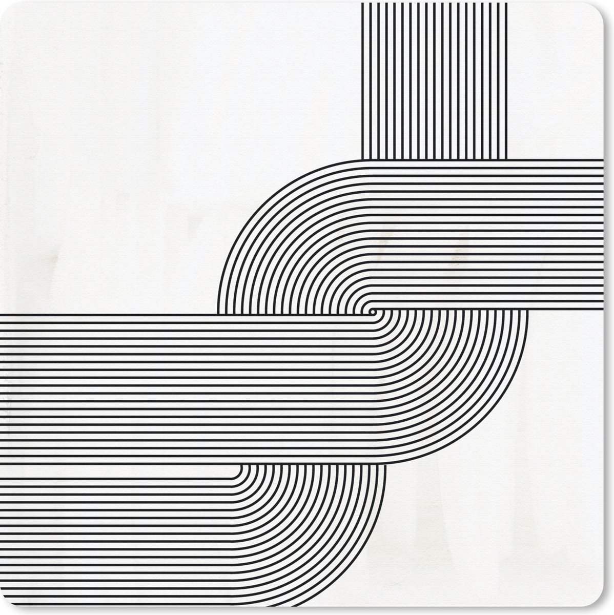 Muismat 20x20 cm - Mousepad Kunst - Abstract - Zwart - Wit - Muismatten