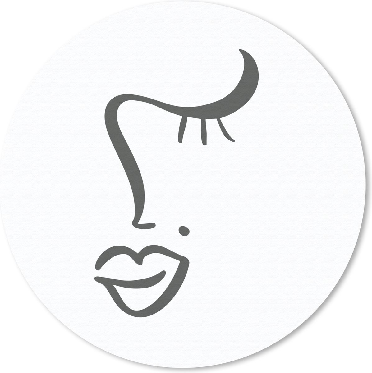 Muismat rond 20x20 cm - Mousepad Gezicht - Vrouw - Zwart - Wit - Ronde muismatten