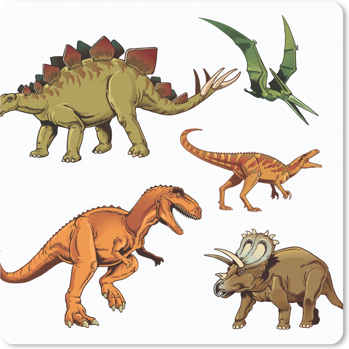 Muismat 20x20 cm - Mousepad Dinosaurus - Tekening - Kinderen - Jongens - Kinderen - Muismatten