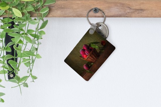 Porte-clés - Panier - Prune - Rose - Rustique - Fruit - Nature morte - Distribution cadeaux - Plastique