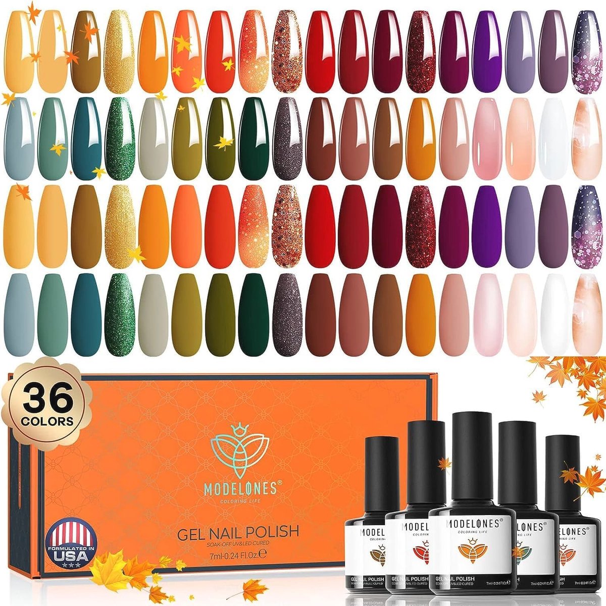 Goedkoopste 36 Herfstkleuren Gel Nagellak Set - Glitterende Nagellak voor Vrouwen - Perfect voor Nail Art en Manicure