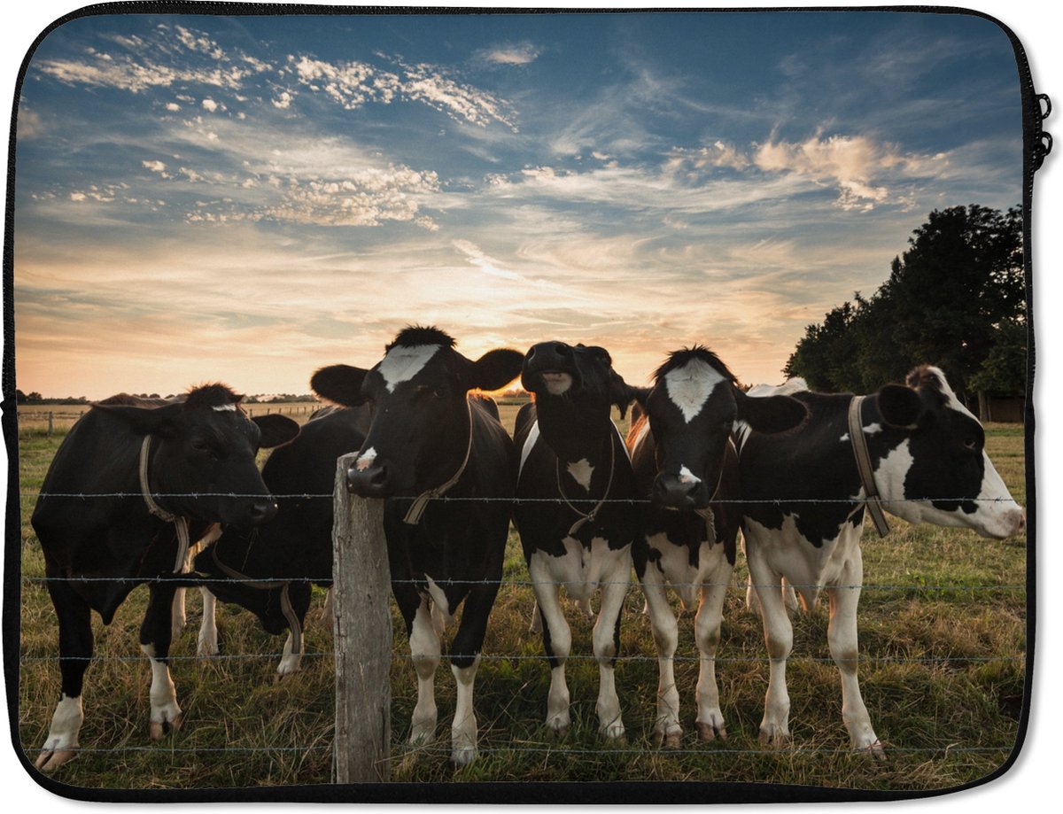 Laptophoes - Laptop - Dieren - Koeien - Zon - Boerderij - Laptop sleeve - 15 6 Inch