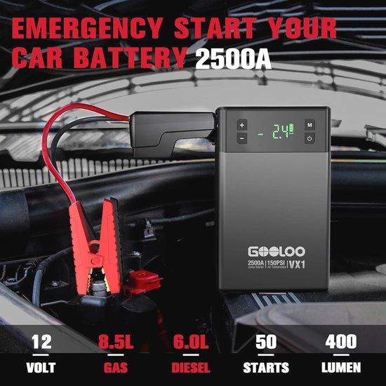 Draagbare Starthulp voor Autoaccu's 6000 A - Snellaadtechnologie, Groot