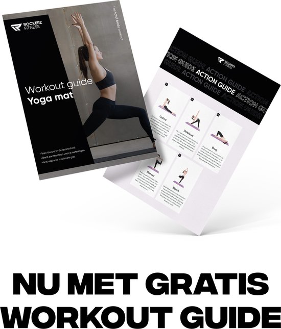 Workout guide 'Yoga mat' en een actie guide met yoga poses.