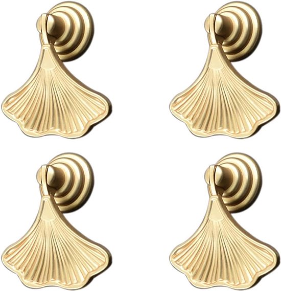 Foto: Ginkgo leaf knoppen 4 pack gold teardrop hanger hardware lade enkel gat handvat voor garderobe kast kast