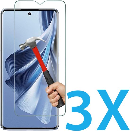 Plaque de verre Convient pour : OPPO Reno 10 Pro - 3x Protecteur d'écran - Protecteur d'écran - Verre - Protéger - Verre de protection