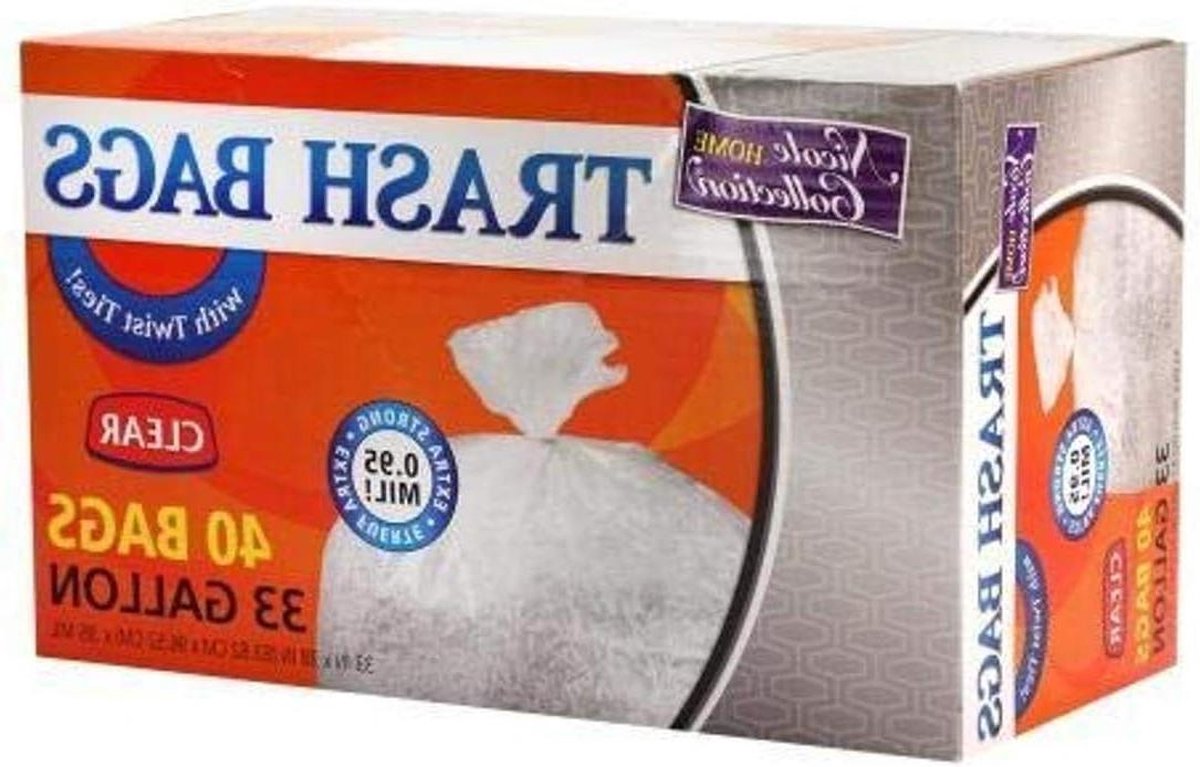 Goedkoopste Clear Trash Bag met Twist Tie - 33 gallon - Pack van 40 - Sterk en Duurzaam | Geschikt voor Thuisgebruik en Recycling