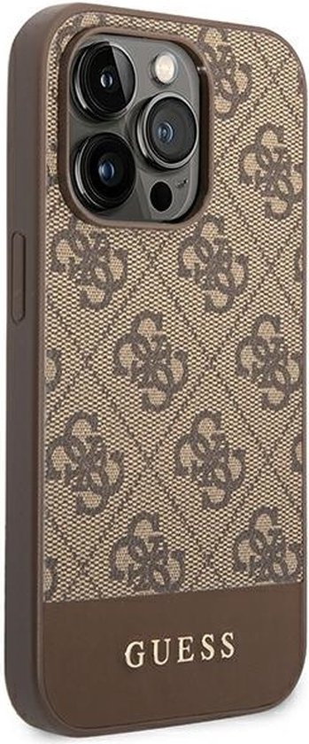 Guess 4G Stripe Back Case geschikt voor Apple iPhone 14 Pro (6.1") - Bruin