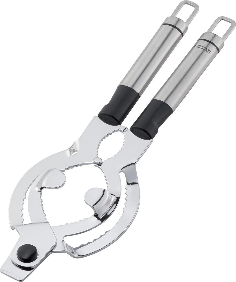 Extra Wide roestvrij stalen deksel en opener - Black and Silver - groot formaat.