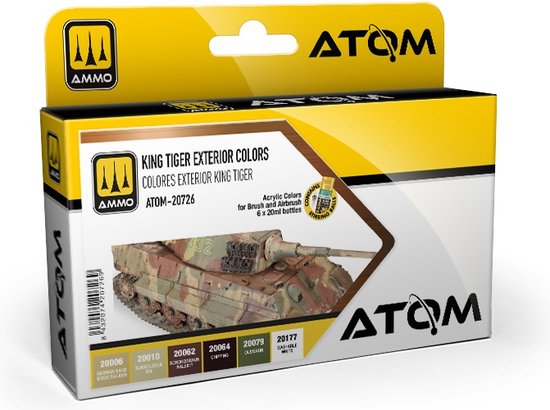 AMMO MIG 20726 ATOM -KING TIGER Couleurs extérieures - Set Acryl 6x20ml Ensemble de Peinture