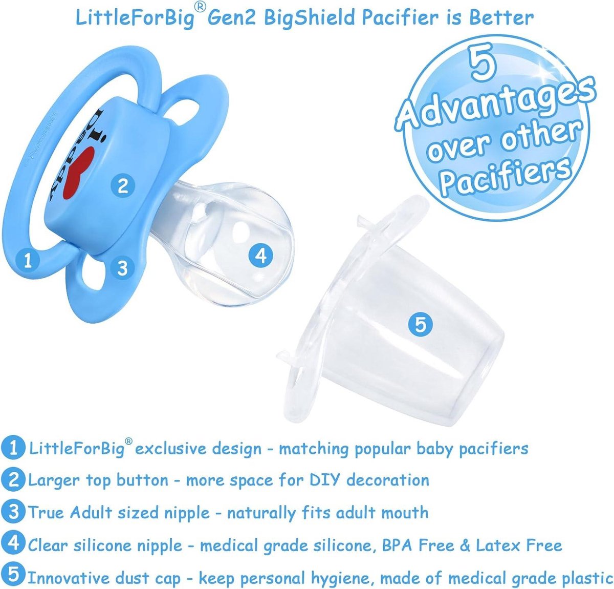 Littleforbig Bigshield Gen 2 Chupete De Tamaño Adulto Dummy | Envío gratis Littleforbig Bigshield Gen 2 Chupete De Tamaño Adulto Dummy | Envío gratis