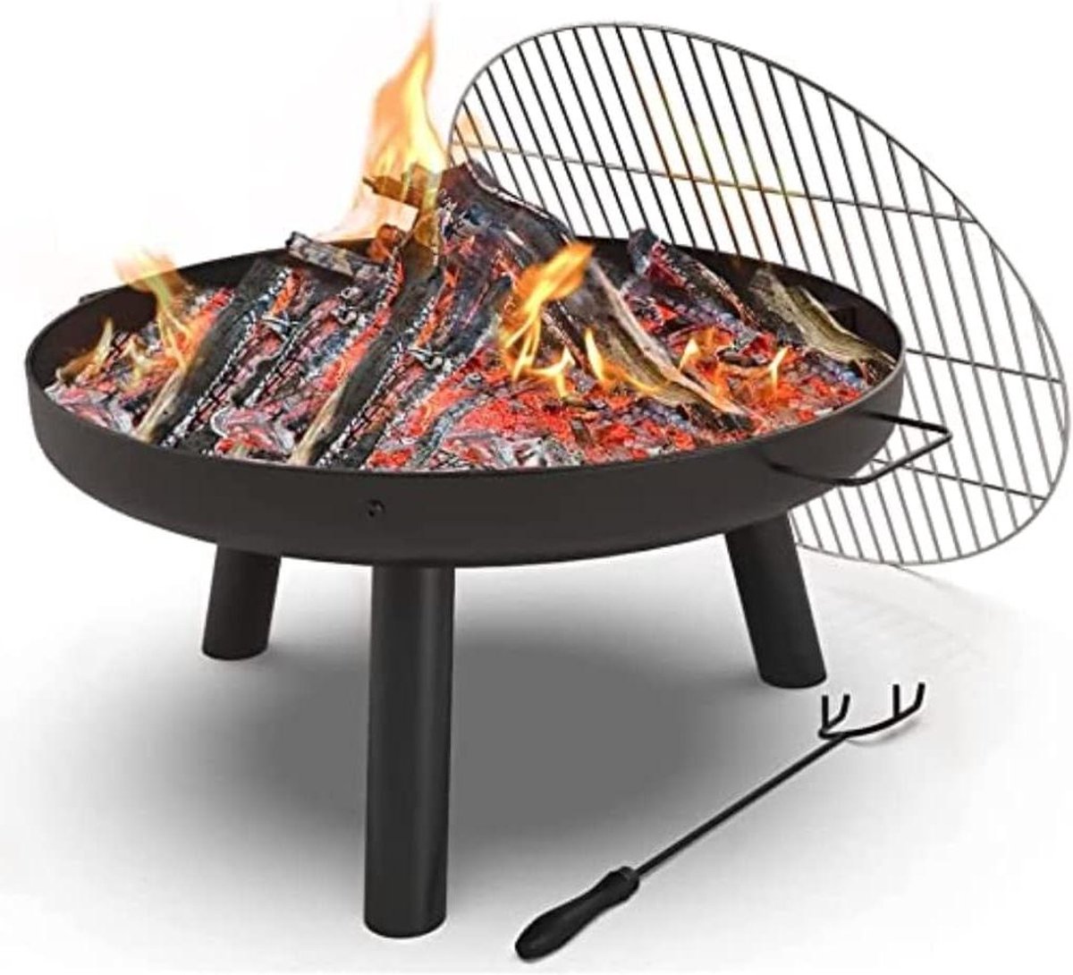 Gietijzeren vuurschaal met pook voor houtskoolverwarming in de tuin - Ø 60 cm