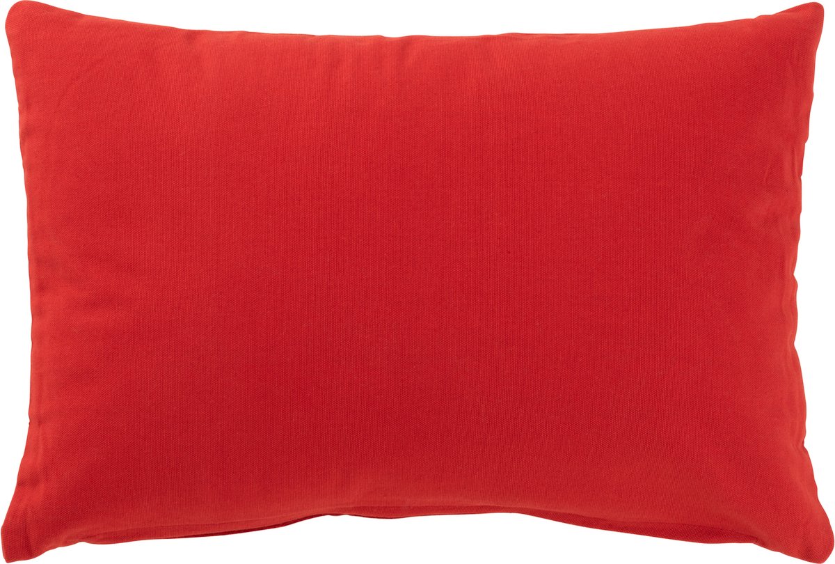 J-Line kussen Rechthoek Joyful - fluweel - rood/wit