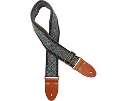 Gitaarband - Gaucho GST-1280-2 - Authentic Deluxe Series - Jacquard weefsel - Suède achterkant - Zwart/Blauw