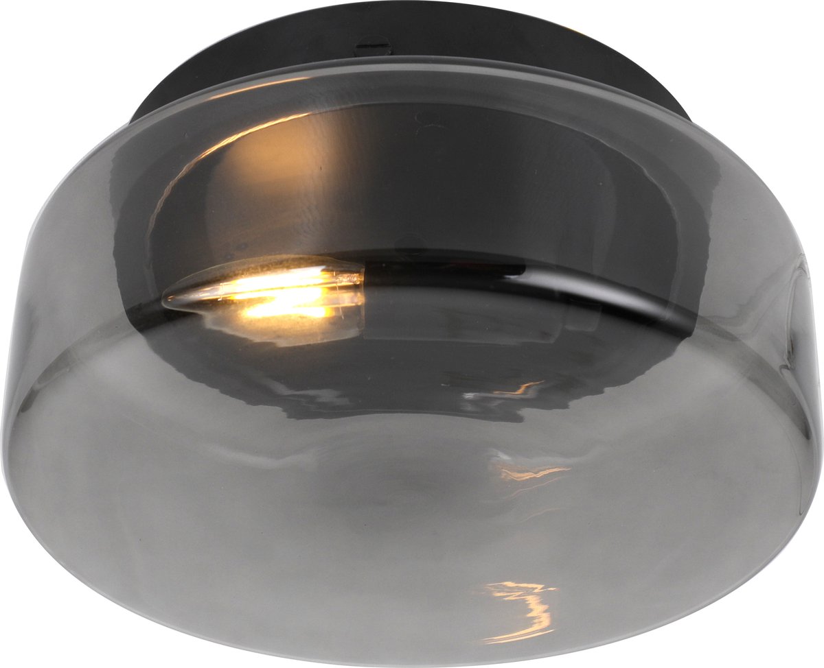 Olucia - BYRON - Plafondlamp - Grijs / Zwart - Vorm: Rond