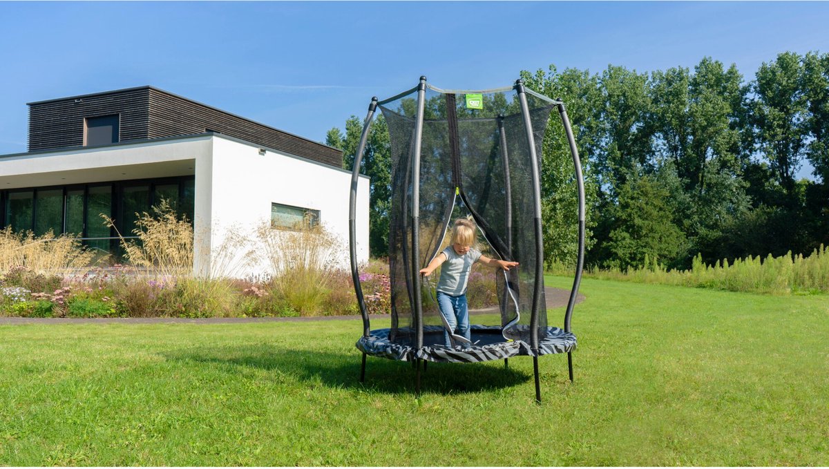 EXIT Tiggy Trampoline ø140cm - met Veiligheidsnet - Rond - Zwart/grijs