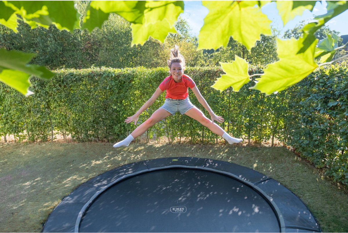 EXIT Trampoline Dynamic - Groundlevel - 427 cm - Zwart
