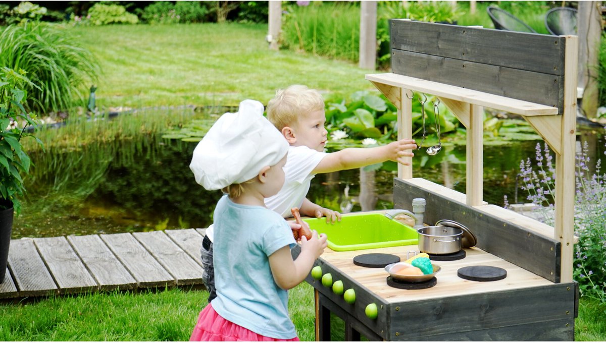 EXIT Yummy 200 Houten Buitenkeuken - Modderkeuken - Speelkeuken voor Buiten - Kinderen - FSC Hout - Naturel — afbeelding 8