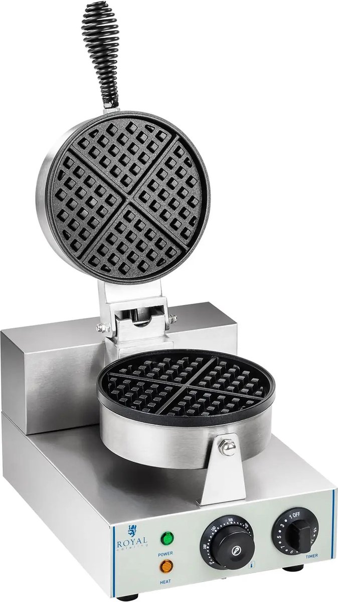 Royal Catering RCWM-1300-R - Wafelijzer - Teflon Coating - Ronde Wafels - Timer van Royal Catering — afbeelding 3