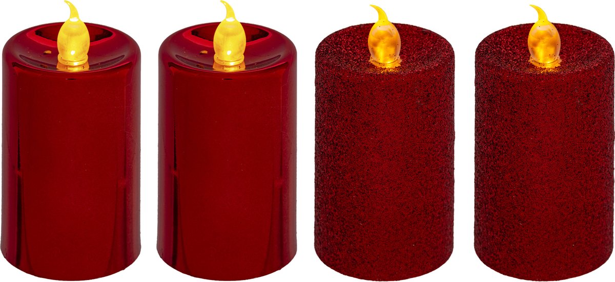 Feeric lights & Christmas Feeric lights and christmas LED stompkaarsen - 4x - rood- 7,5 cm