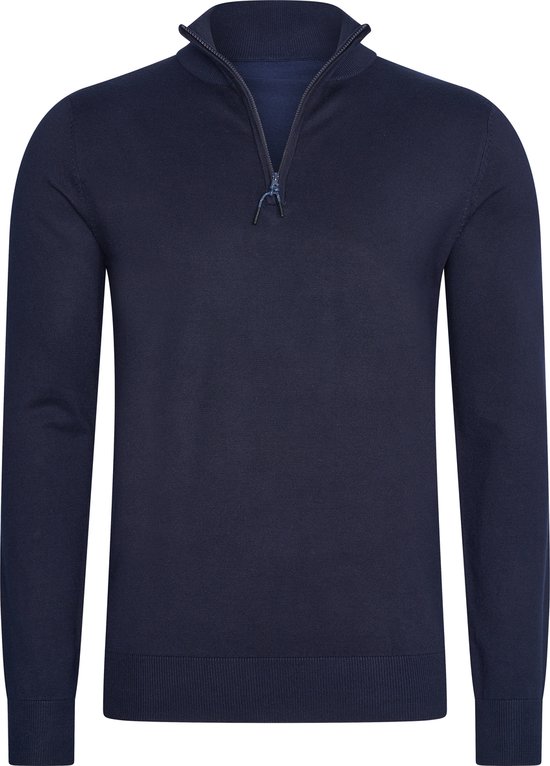 Mario Russo - Pulls pour hommes Sweats demi- Zip Marine - Blauw - Taille 3XL