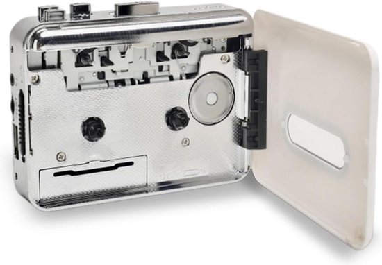 Foto: Portable band recorder helder stereogeluid automatische terugspoelfunctie 35 mm koptelefoonaansluiting vintage stijl transparante abs behuizing woorden luisteren cassette speler