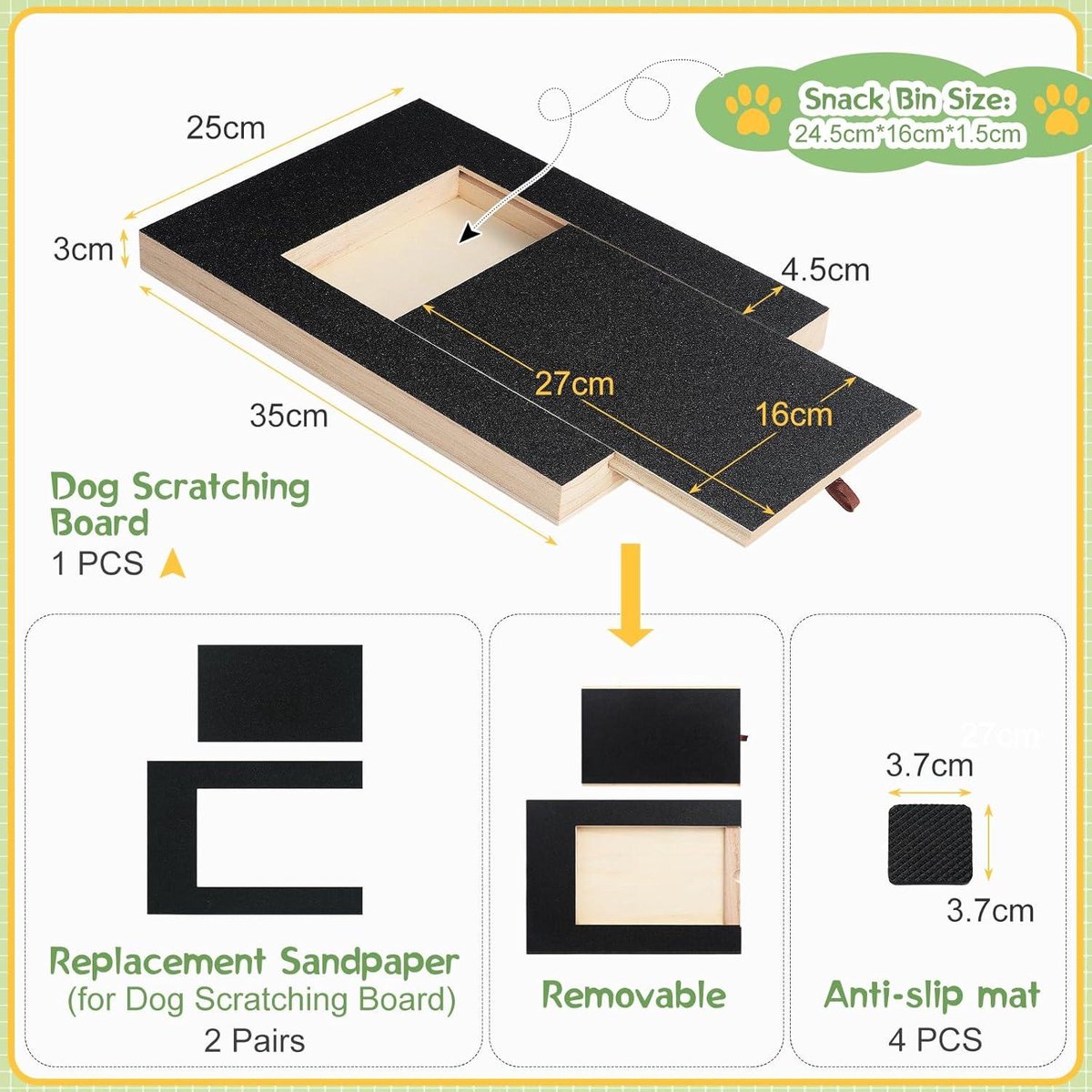 Hondennagel Krabplank met Traktatiebakje - Interactieve Houten Fun Pad