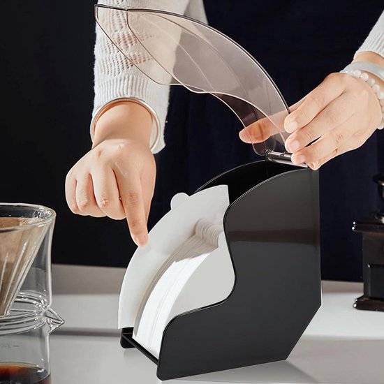 Koffiefilterhouder Met Opbergruimte Voor Koffiefilterpapierdispenserrek Met Stofdichte Hoes Voor V60 En Kegelkoffiefilters 2