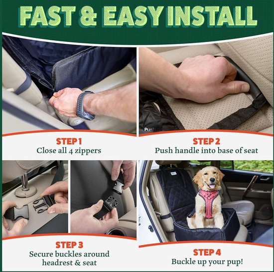 Autostoelhoezen voor honden - waterdichte hoezen met gratis veiligheidsgordel - reisaccessoires voor het volledige overtrek of kleine hangmat met stabiele wanden van PiuPet — afbeelding 4