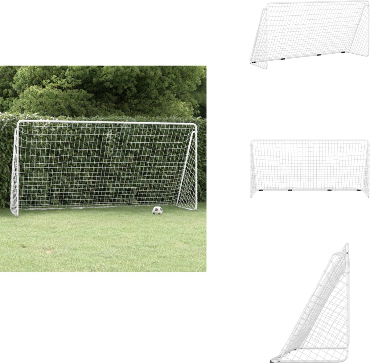 vidaXL Voetbaldoel - Voetbaldoelen - Voetbalgoal - Doel - Voetbaldoel met net 366x122x182 cm staal wit
