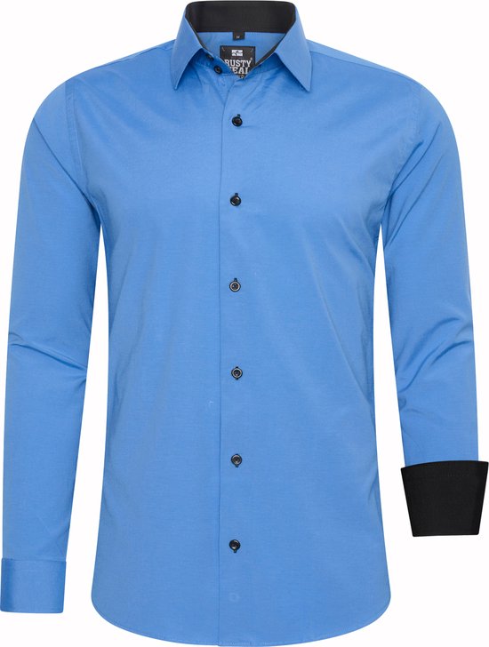 Rusty Neal - Chemises pour hommes Slim Fit - Blauw - Taille 6XL