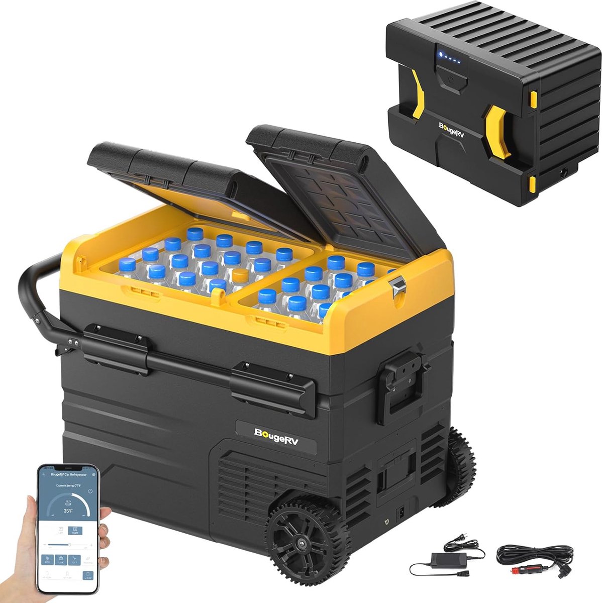 Compressorkoelbox 45 Liter met Accu en Dubbele Zone voor Camping en Auto