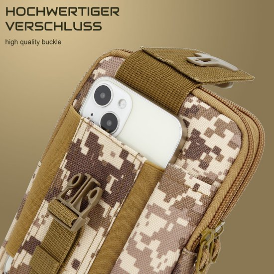 Étui adapté pour OnePlus Nord N10 5G en camouflage beige téléphone portable tactique molle EDC pochette compatible pochette d'épaule étui de ceinture militaire housse