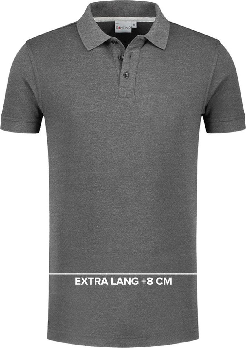 SANTINO MAX+ EXTRA LANG Poloshirt XL / Steen grijs