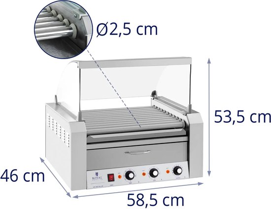 Hotdog Grill - 11 rollen - Warmhoudlade - Roestvrij staal - Royal Catering — afbeelding 5