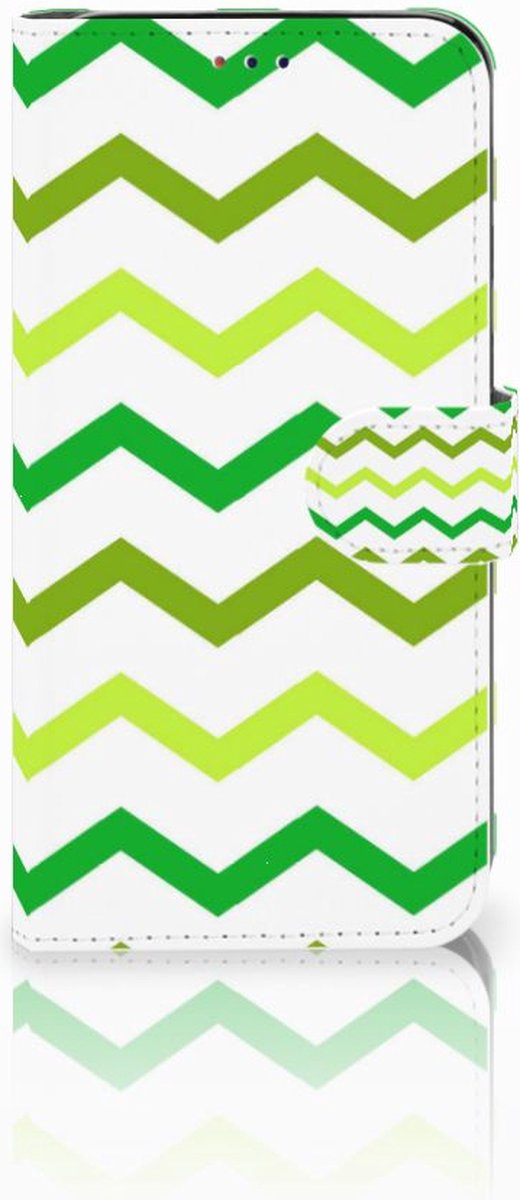 Book Case voor Samsung Galaxy A10 Telefoon Hoesje Zigzag Groen